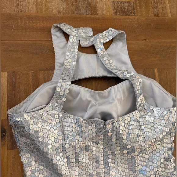 Adrianna Papell White Iridescent Sequin Strapless Gown - Picture 5 of 6